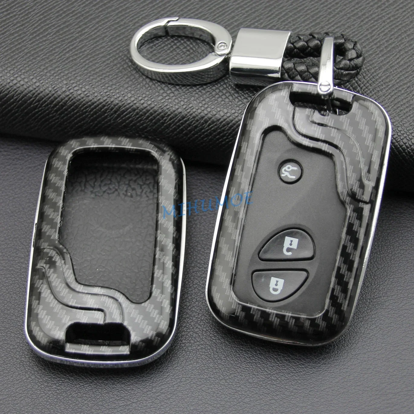 For Lexus 2005-2019 LS GS HS LX IS ES RX GX CT Carbon Fiber Car Smart Key Fob Chain Case Cover Shell Ring Holder 300 350 450h