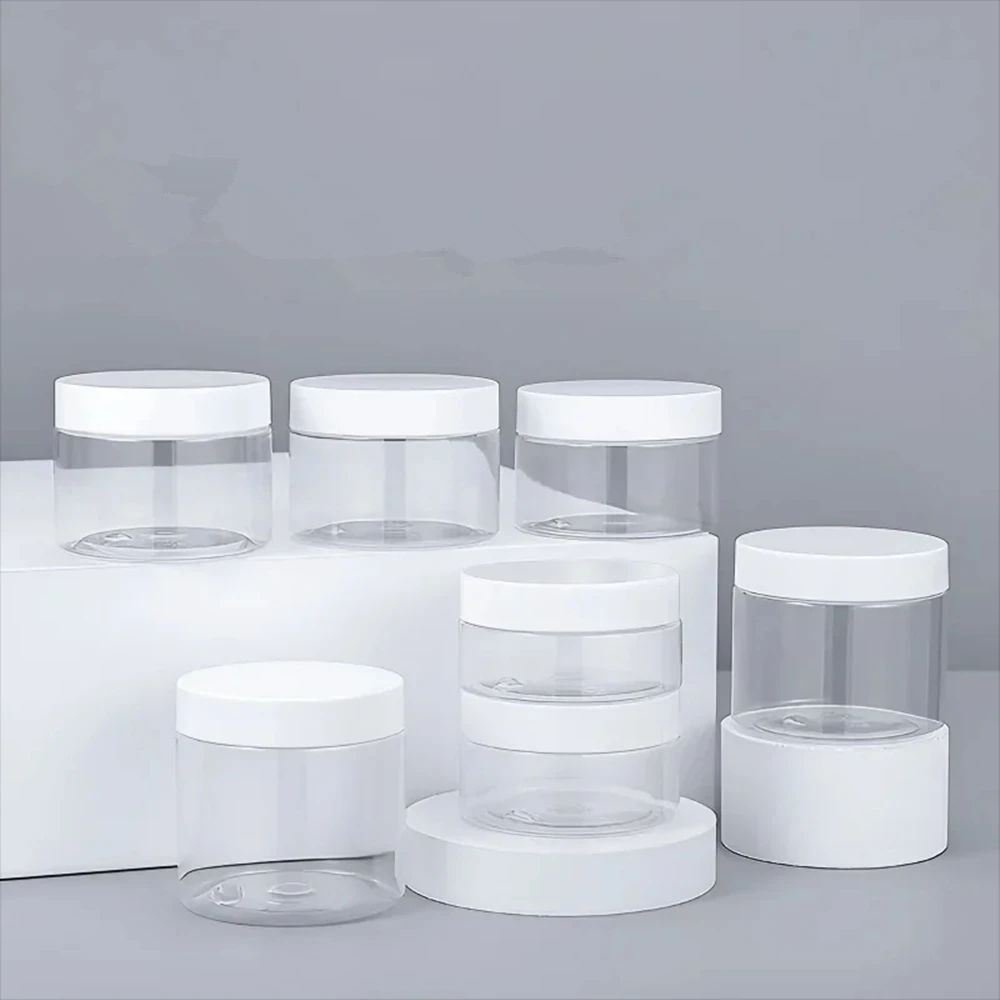 20pcs 50ml 100ml 150ml 200ml 250ml Plastic Empty Jars With Lids Canister Face Cream Container Food Travel Bottle Home Supplies