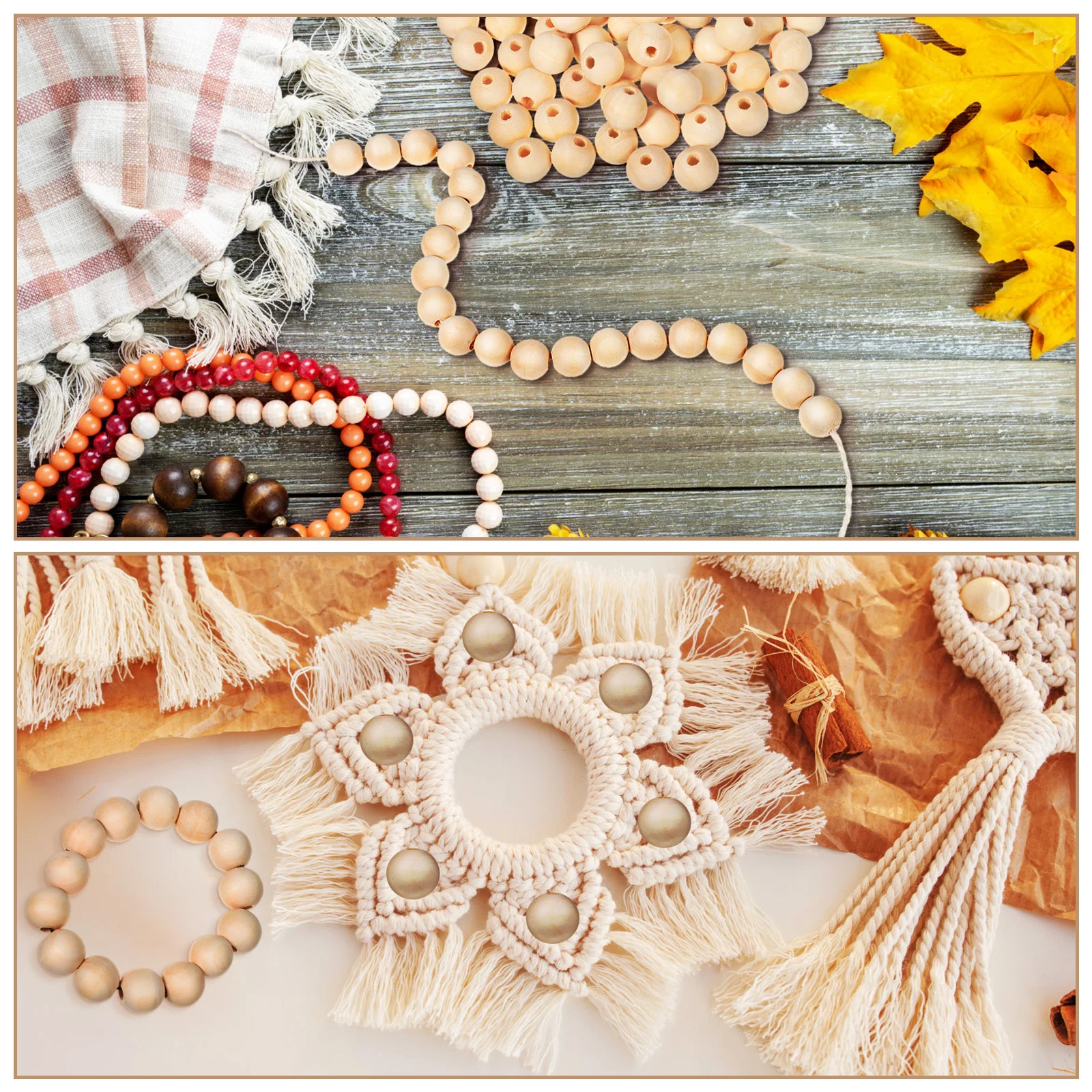 100pcs Natural Wooden Beads Smooth Round Craft Diy Threading Macrame Large For Jewelry Decor Creative Projects