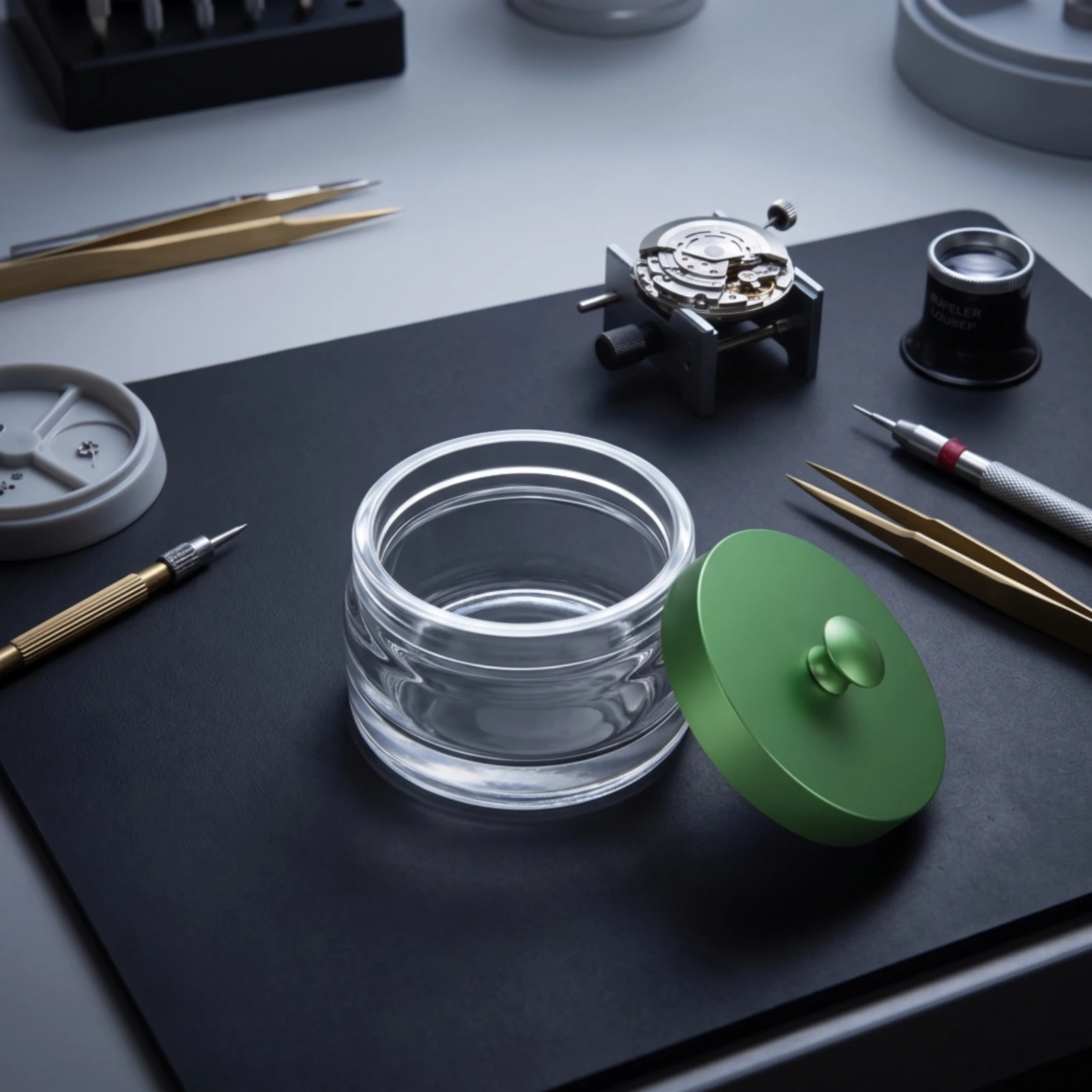 Watch Repair Oil Jar Dust-Proof Glass Jar with Lid Container Professional Transparent for Watchmakers, Workbench