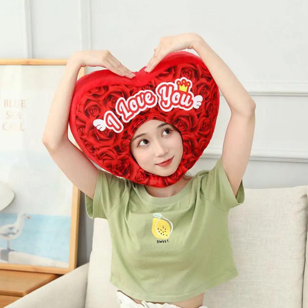 Rose Heart Headgear Cute Costume Hat Valentines Day Party Cosplay Photo Prop Festival Novelty Fun Role Play Headwear