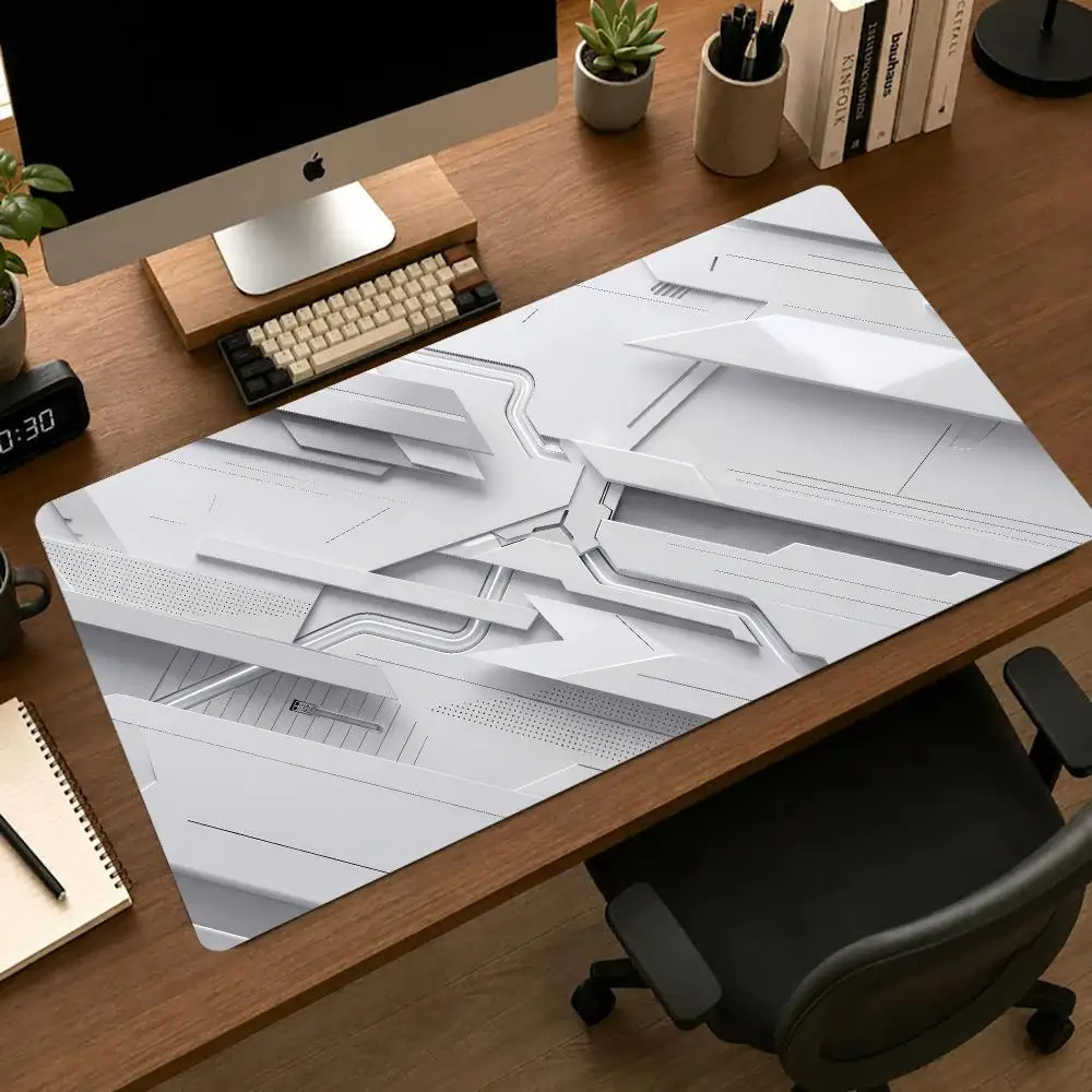 Abstract White Geometric Mousepad Pc Accessories Desk Interior Gaming Mats Playmat Carpet Mouse Mat Desk Pad Office Decor