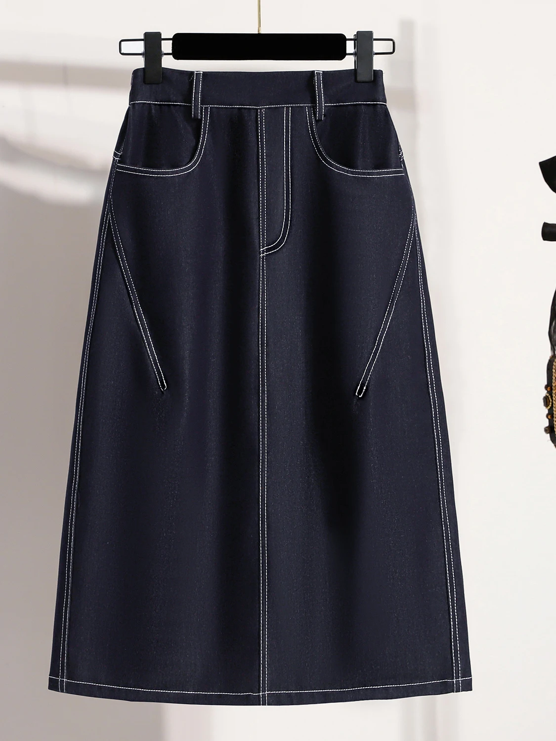 

Свободная повседневная джинсовая юбка А-силуэта средней длины для женщин, летняя, больших размеров, в простом корейском стиле, стройнящая, универсальная