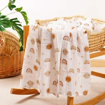 שמיכת גז רכה ונושמת - 120x110CM כותנה במבוק לנוחות ובטיחות מ...