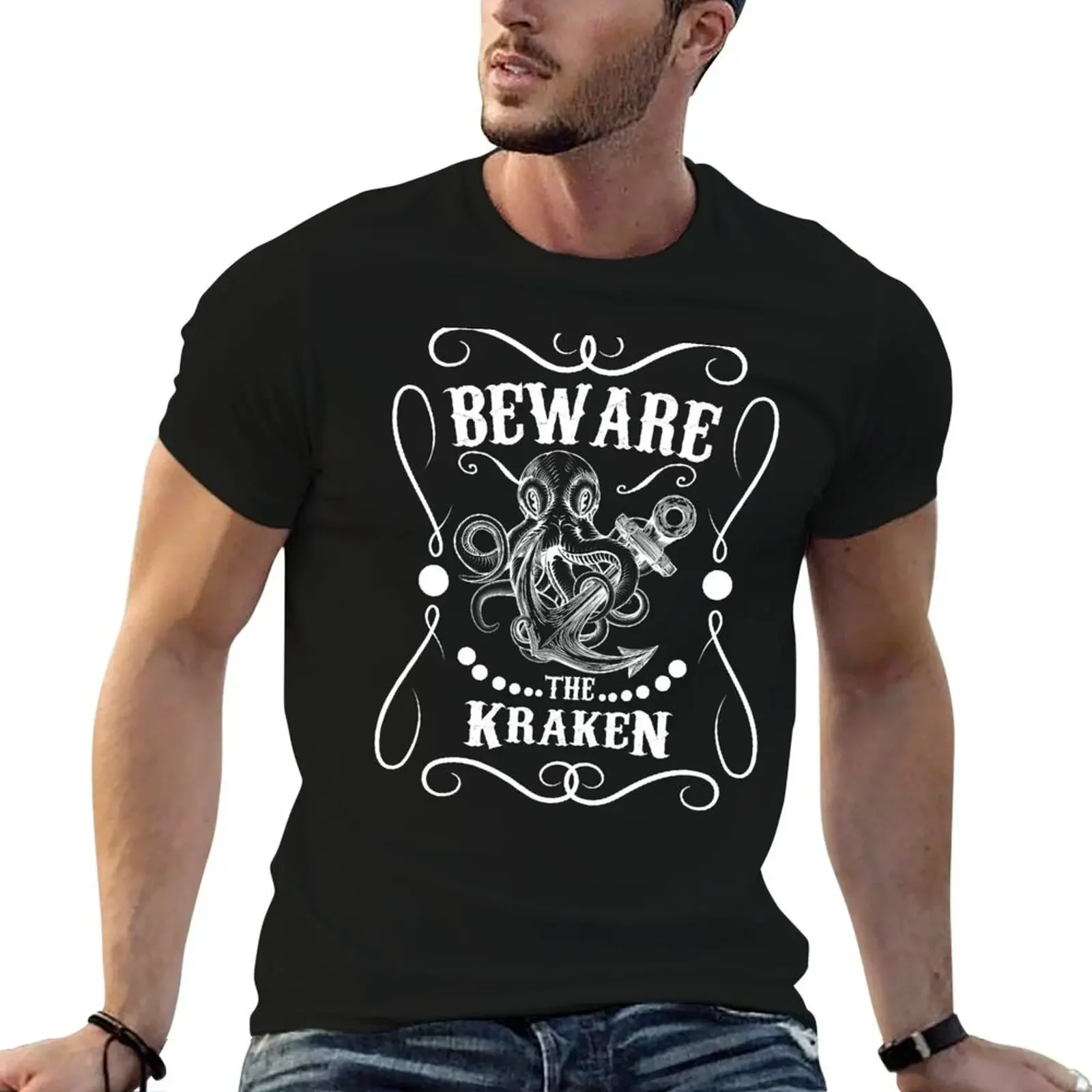 

Beware The Kraken T-Shirt anime tshirt sublime vintage clothes oversized plain black t shirts men