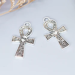 10PCS Life Key Ankh Cross Charms Antique Sliver Plated Color Charm Pendant For Bracelet Jewelry Findings