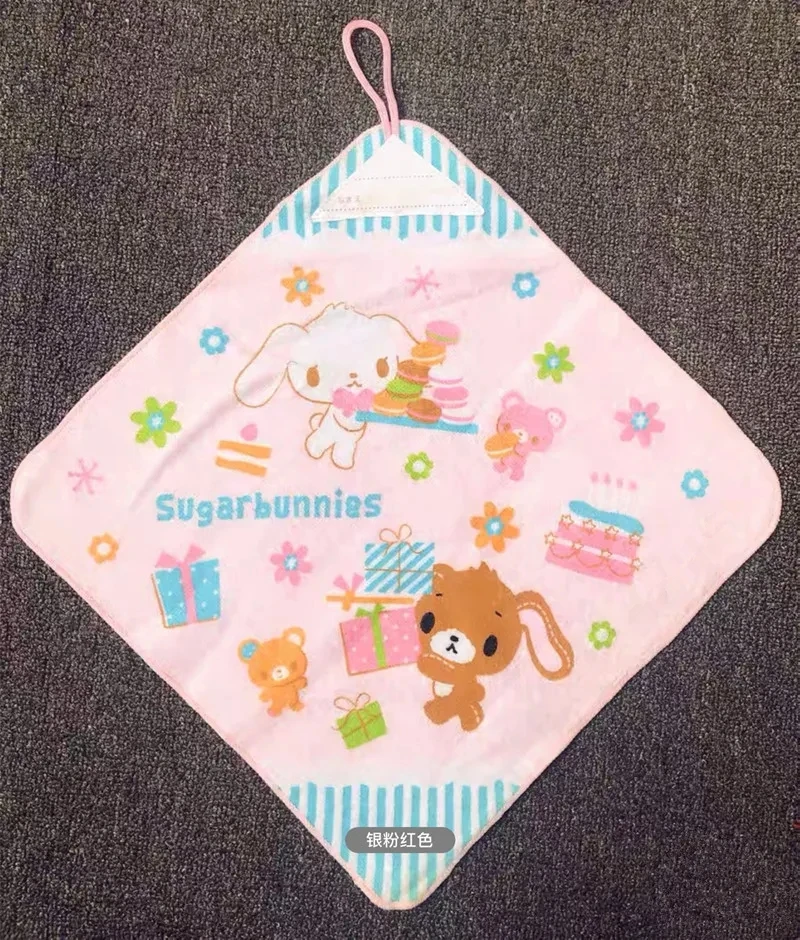 Cute Sugarminuet Small Square Towel for Girls Kids Cartoon Anime Cotton Handkerchief Kawaii Face Towels Hangable