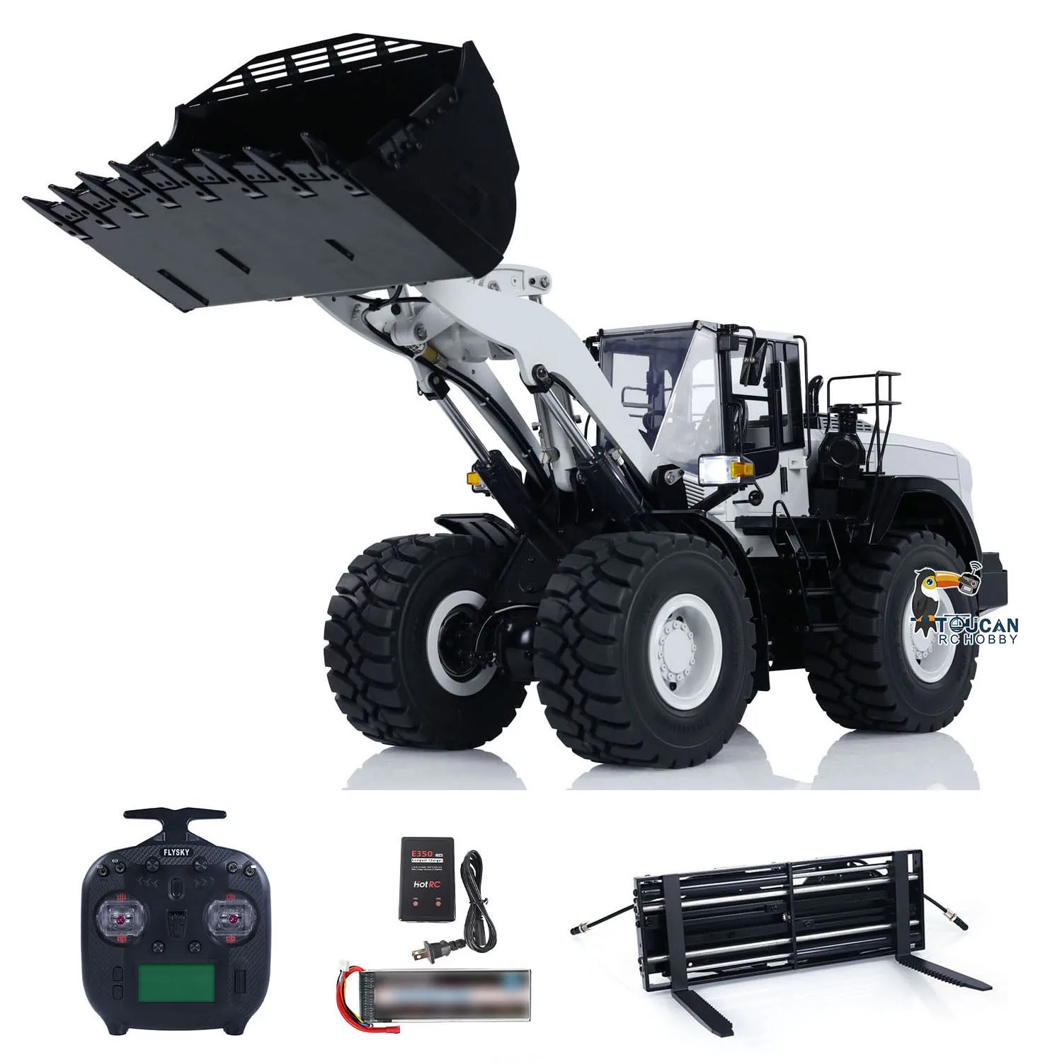 1/14 WA480 RC Metal Hydraulic Loader Electric Trucks Construction Heavy Machine Quick Coupler Fork Light Sound ST8 Radio Battery