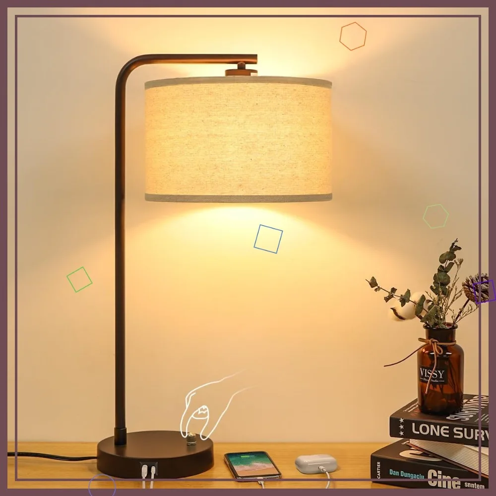 

Современная настольная лампа USB C+A, полностью регулируемая по яркости, для спальни, гостиной, офиса, с LED-лампой 9 Вт