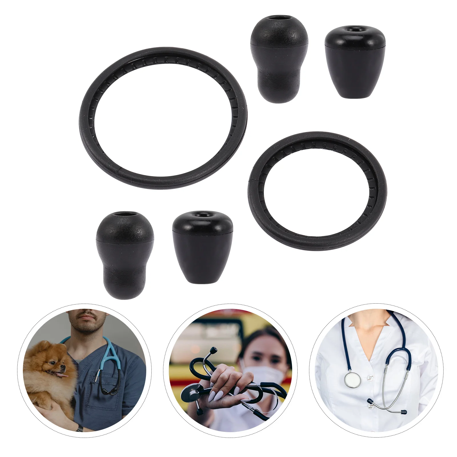 2 Sets Stethoscope Accessories Earbuds Replacements Earplugs Doctor Black Child