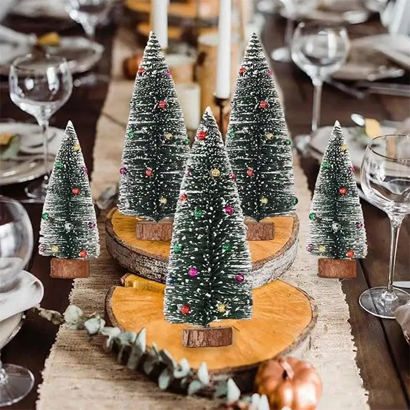 

1Pc Desktop Mini Christmas Cedar Snowflake Pine Needle Tree Doll House Festival Tabletop Miniature Snow Decor