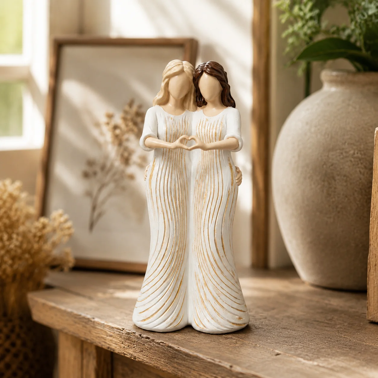 Decorative Angel Sisters Figurine Hand Painted for Home Decor Friendship Gift Eco-Friendly Resin Statue Ornament Art Piece