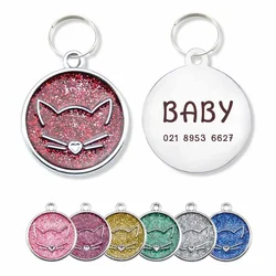 Personalized Engraving Pet Cat Name Tags Customized Dog ID Tag Collar Accessories Nameplate Necklace Chain Charm Supplies 2.5CM