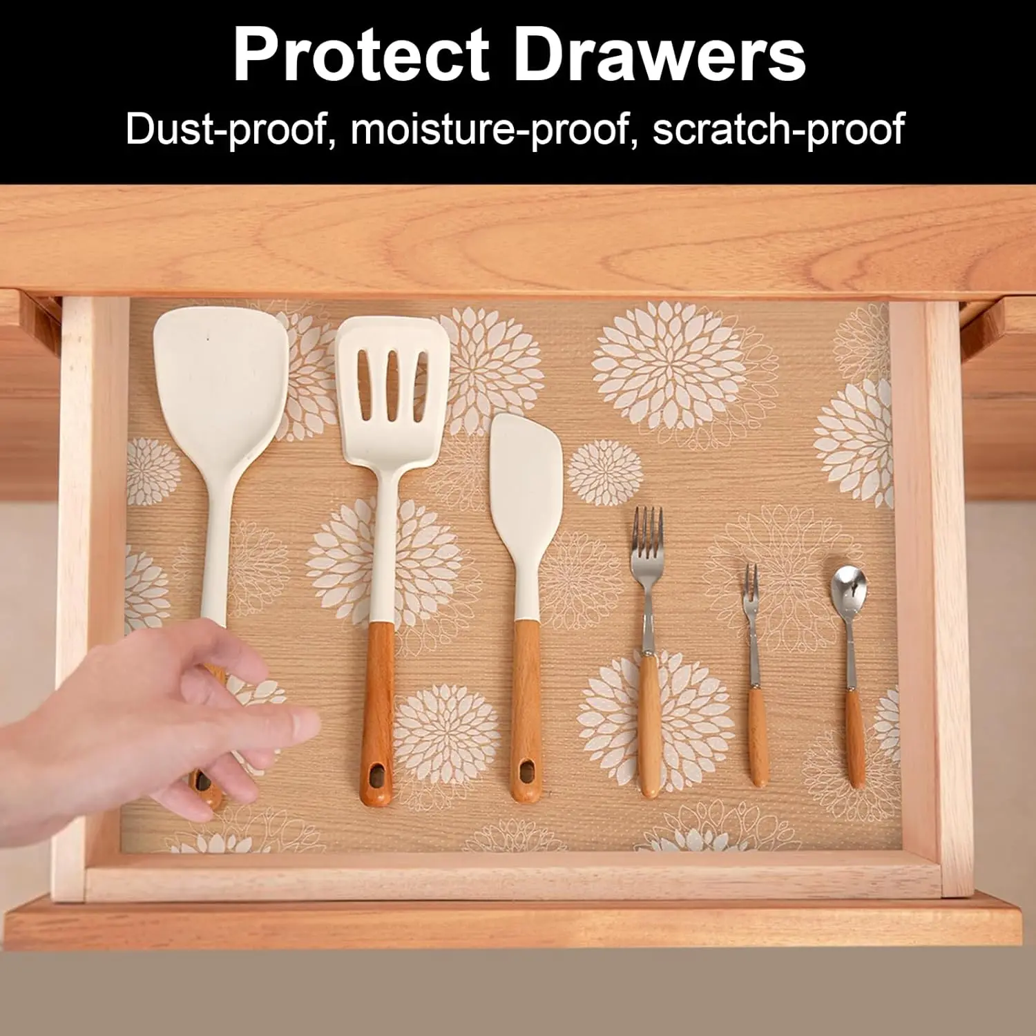 

Cooyes Shelf Liners For Kitchen Cabinets Waterproof & Oil-Proof Kitchen Cupboard Mats Non-Slip Drawer Mats Eva Material Non