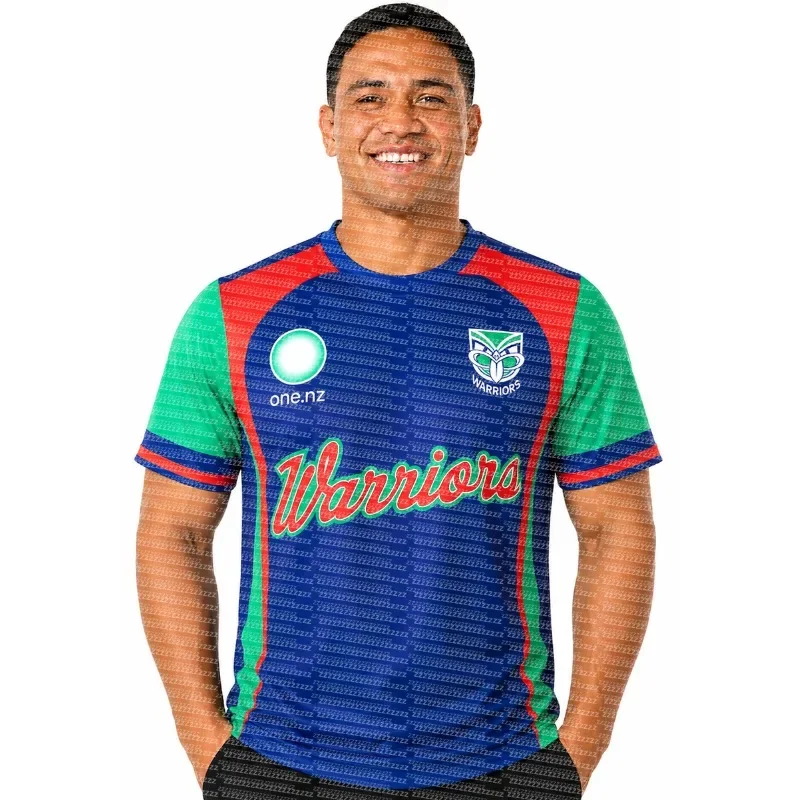 Men's Sports T-shirt, New Zealand Warriors Rugby Short Sleeved Shirt, Sports Training Top, Men's and Women's Sportswear..