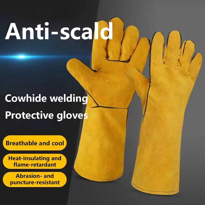 Heat-proof Metal Welding Work Gloves Flame-retardant Welding Protector Gloves Soldering Welding Gloves Tools