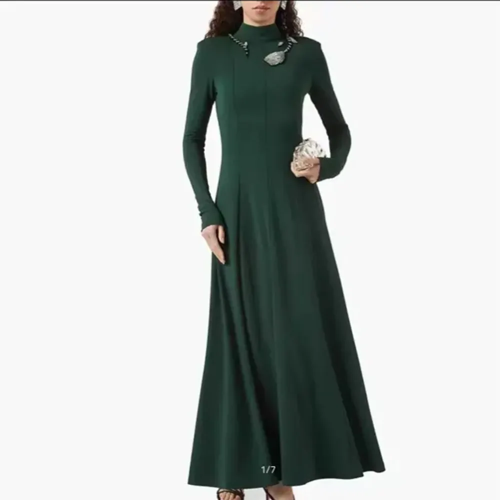 

Платье для выпускного вечера трапециевидной формы с круглым вырезом и бисером Вечернее платье с длинными рукавами Вечернее платье длиной до пола, Саудовское платье