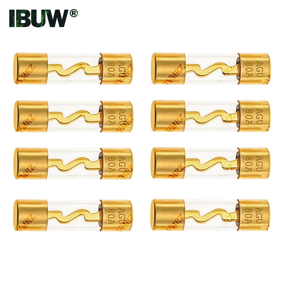 5PCS 10*38 10A 15A 20A 25A 30A 40A Gold Plated Glass AGU Fuse Fuses Pack Car Audio Amp Amplifier 50A 60A 70A 80A 100A