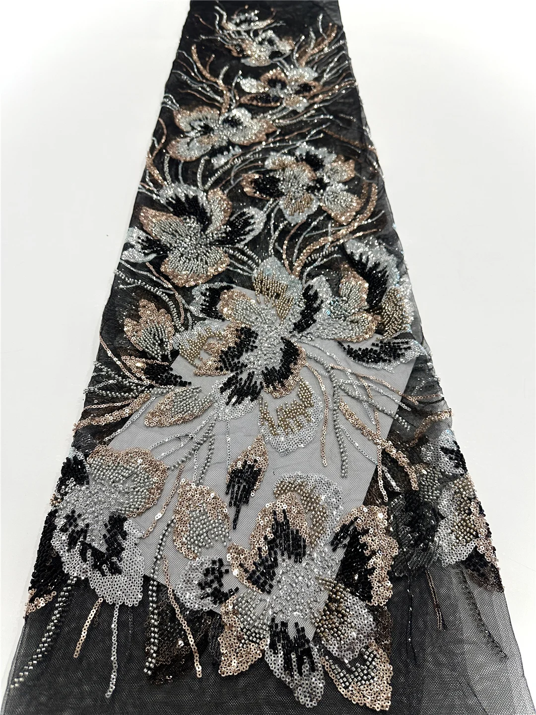 Kain Tulle Bordir Manik-Manik Berkualitas Tinggi Terbaru, Lembut, Elegan, dan Berkilau untuk Gaun Pernikahan dan Pesta Malam -SHIT