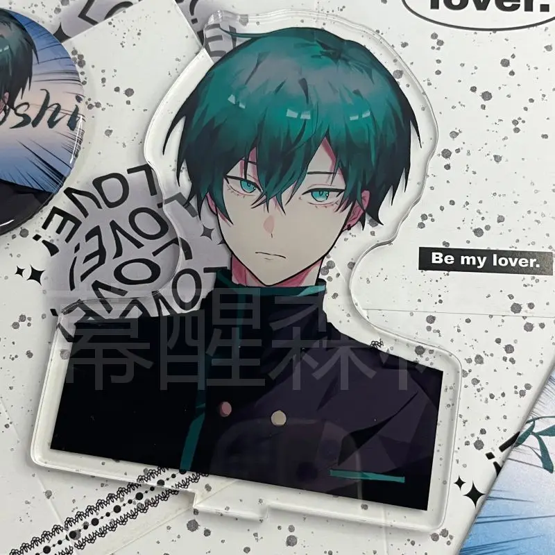 

Anime BLUE LOCK Rin Itoshi Cosplay Epoxy Keychain Keyring Standing Sign Double Flash Badge Emblem P Postcard Xmas Birthday Gift