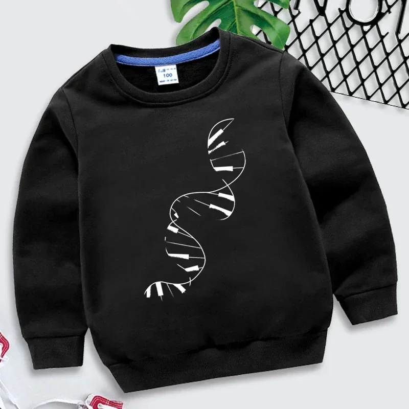 Baby Boys Clothes DNA Piano Print Kids Hoodies Tops Spring Autumn Sweatshirts Funny Long Sleeve Top Fashion Children\'s Clothing