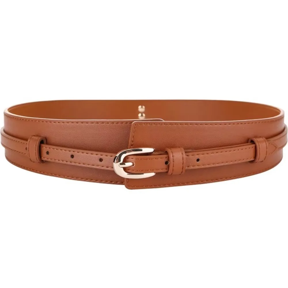 

Fashion Luxury Design Leather Wide Belt Dual-use Detachable Pin Buckle Waistband Versatile Trouser Dress Belts