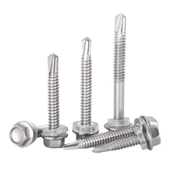 20PCS 410 #8 #10 #12 Stainless Steel Self Tapping Screws for Metal  Hex Head Self Drilling Screws Rust Proof Wood Screws Assor