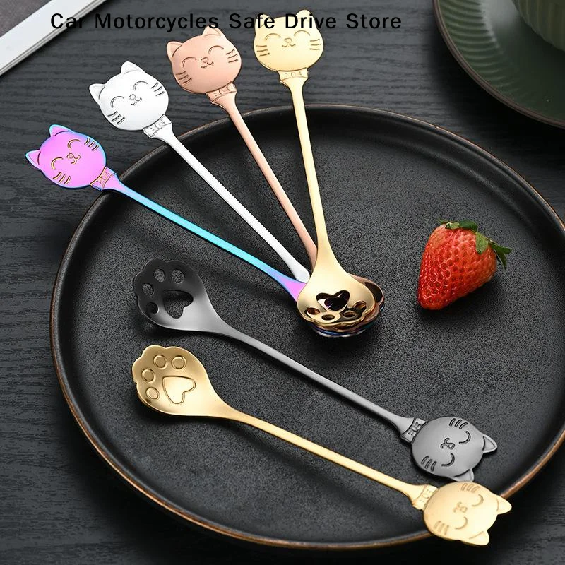 Cute Cat Paw Teaspoon 304 Stainless Steel Coffee Spoon Ice Cream Suger Stirring Spoons Kitchen Tableware Christmas Gift