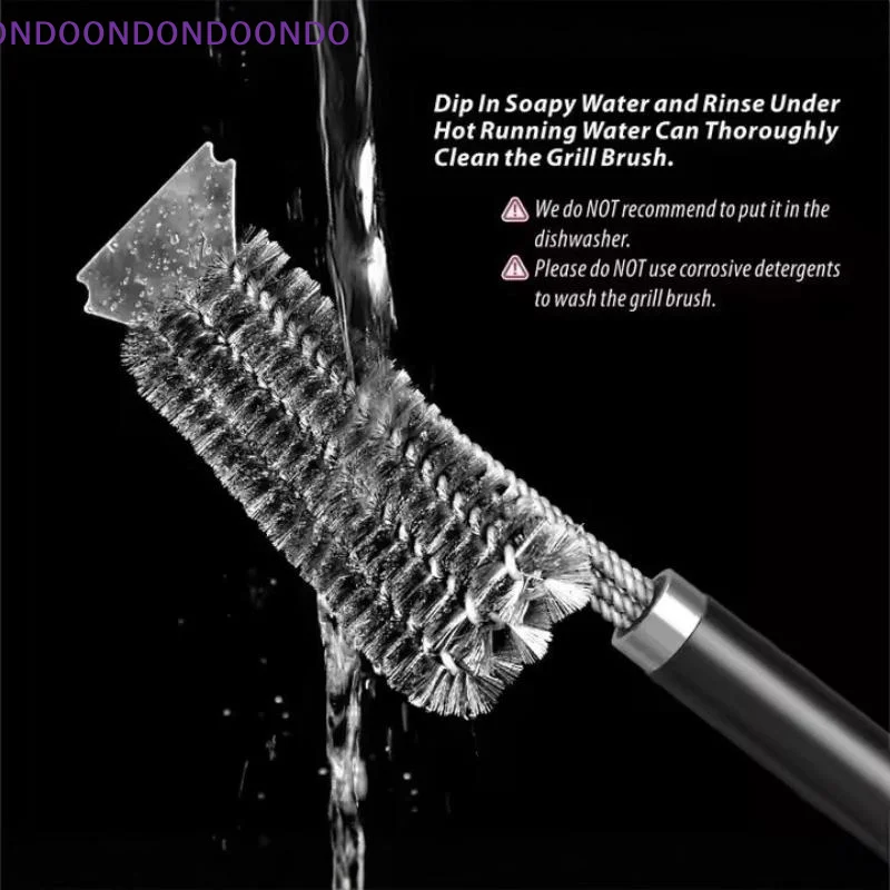 Rust Proof Grill Brush and Scraper with Comfortable Handle 18 Inch Durable BBQ Cleaner for Patio Backyard Grilling