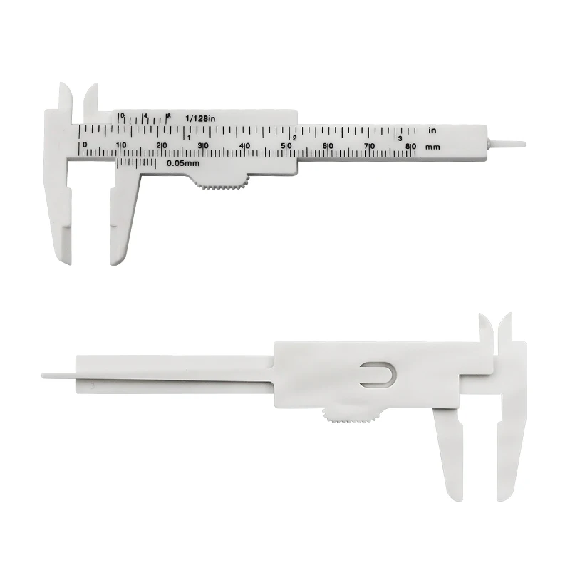 1PC 0-80mm Double Rule Scale Plastic Vernier Caliper Student Dial Gauge Micrometer Measuring Ruler Inside Diameter Depth Meter