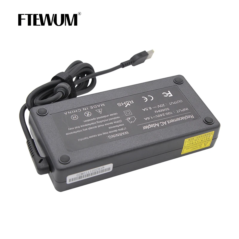 Laptop Charger 20V 8.5A 170W AC DC Power Adapter for Lenovo Legion Y7000P Y720-15 P50 P51 P70 P71 T540p T440p 45N0514 W540 W541