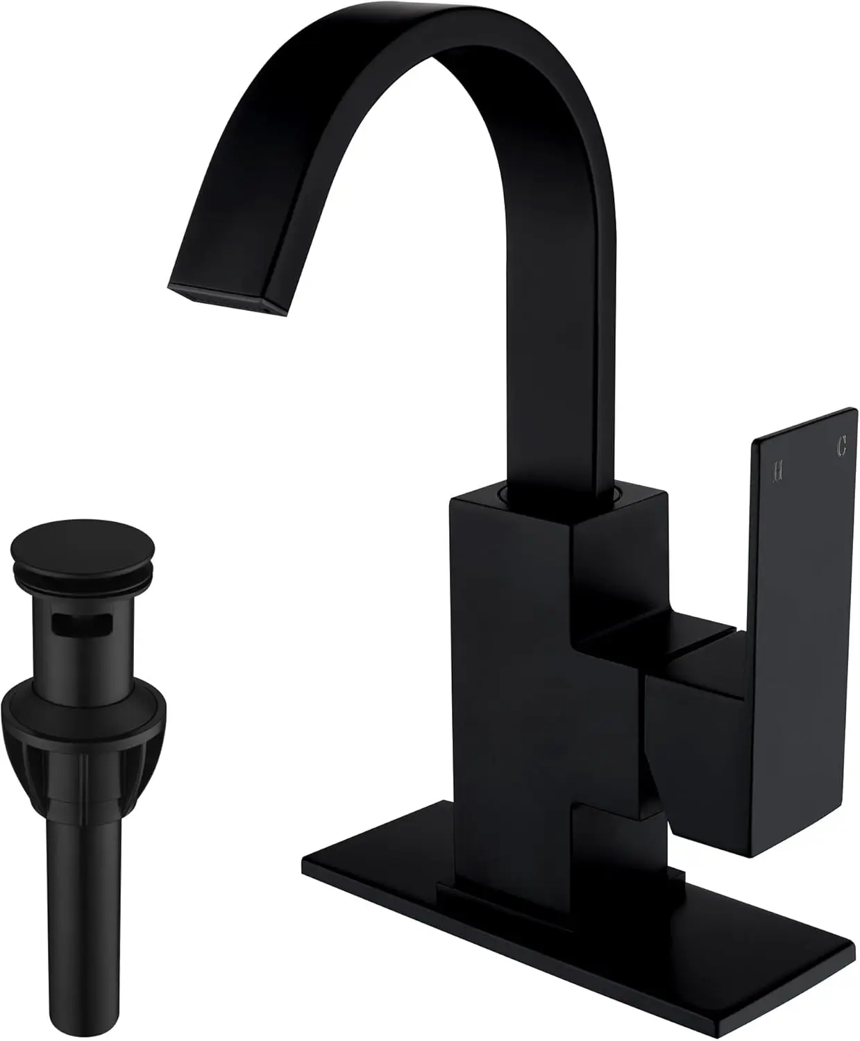 

Matte Black Bathroom Faucet Waterfall Faucet Bathroom Vanity with 360 Degree Swivel Spout, Single Hole Bar Sink Faucet with Hose