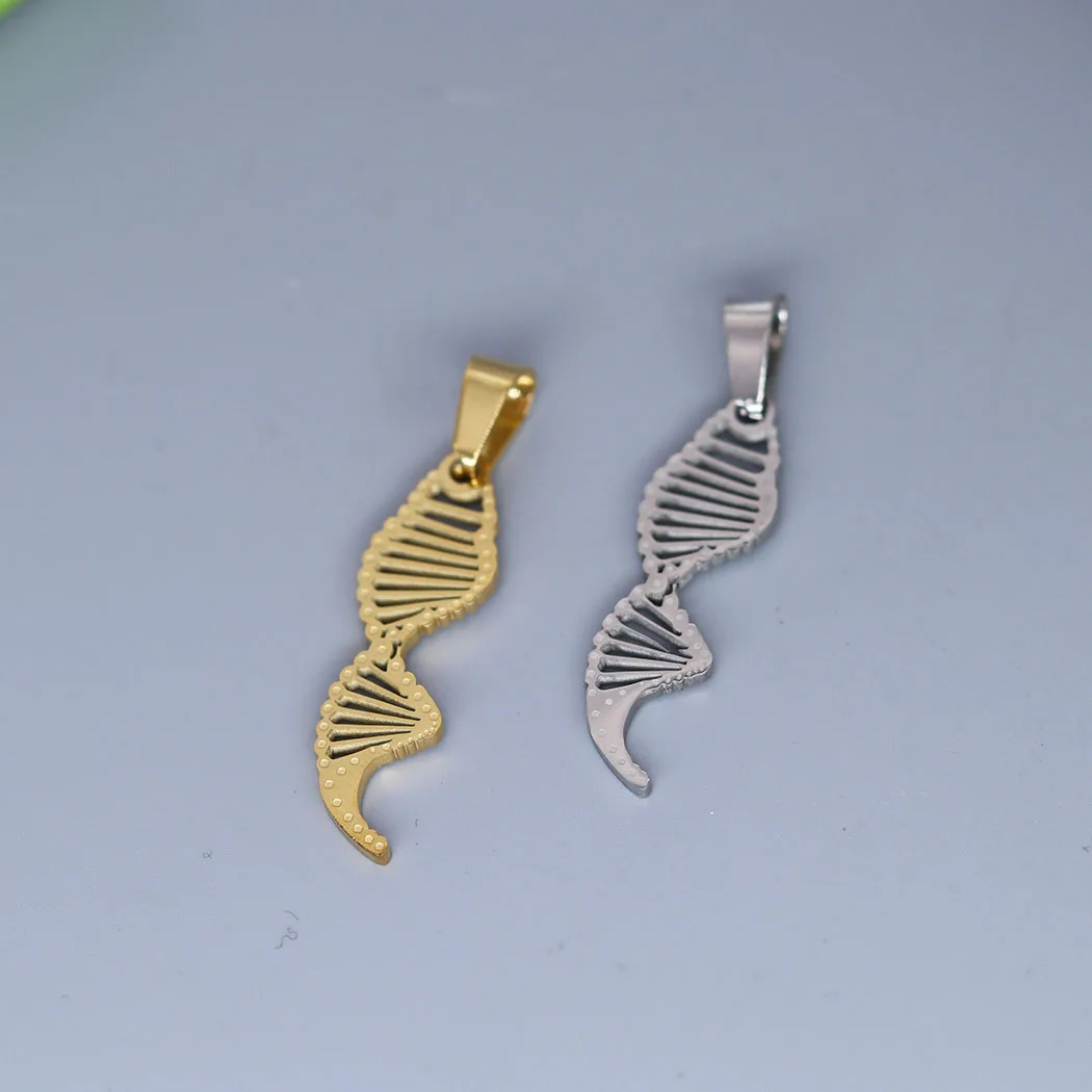 2pcs Chemistry DNA Double Helix Stainless Steel Charm Pendant for Science Necklace Bracelets Jewelry Making Handmade Craft DIY