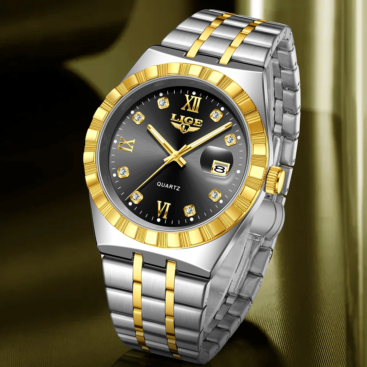 Man Wristwatch LIGE Top Brand Luxury Business Men Watch Luminous Waterproof Date Quartz Male Clock Steel Strap Watch for Men