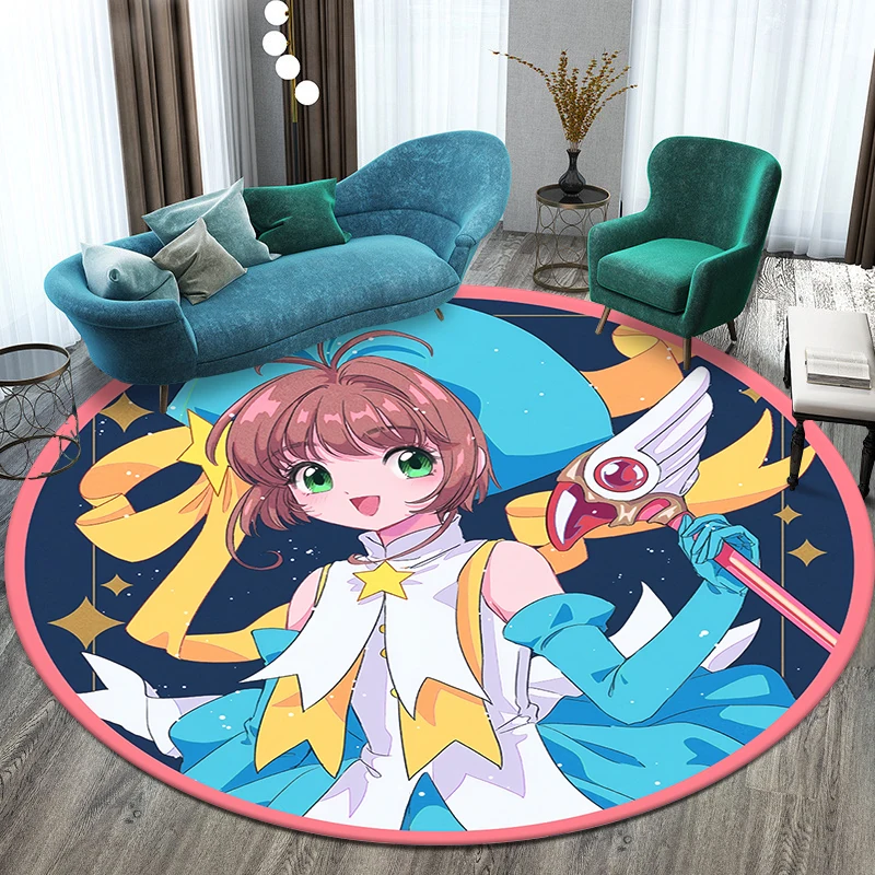 C-Cardcaptor Sakura Cute Cartoon beauty Girl Print Round Carpet.Bedroom,Balcony,Entry Door,Chair Non-slip Mat.Gift,Picnic,Rug