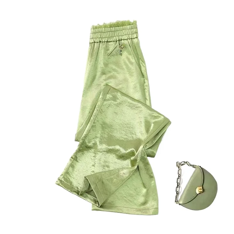 กางเกงขายาวทรงตรงสไตล์จีนสำหรับผู้หญิง ปี 2025 รุ่นใหม่ กางเกงลำลองขากว้างผ้าบางสำหรับฤดูร้อน กางเกงแฟชั่นลำลองสำหรับผู้หญิง