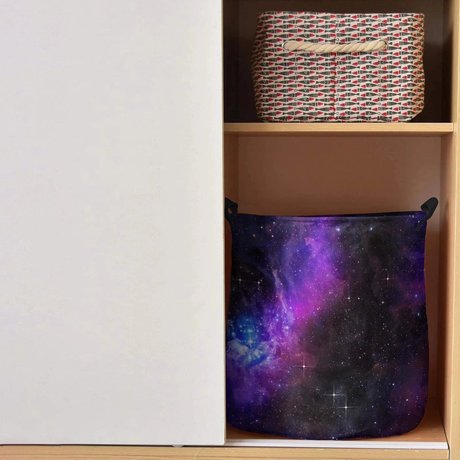 Purple Nebula Starry Sky Dirty Laundry Basket Foldable Waterproof Home Organizer Basket Clothing Children Toy Storage Basket