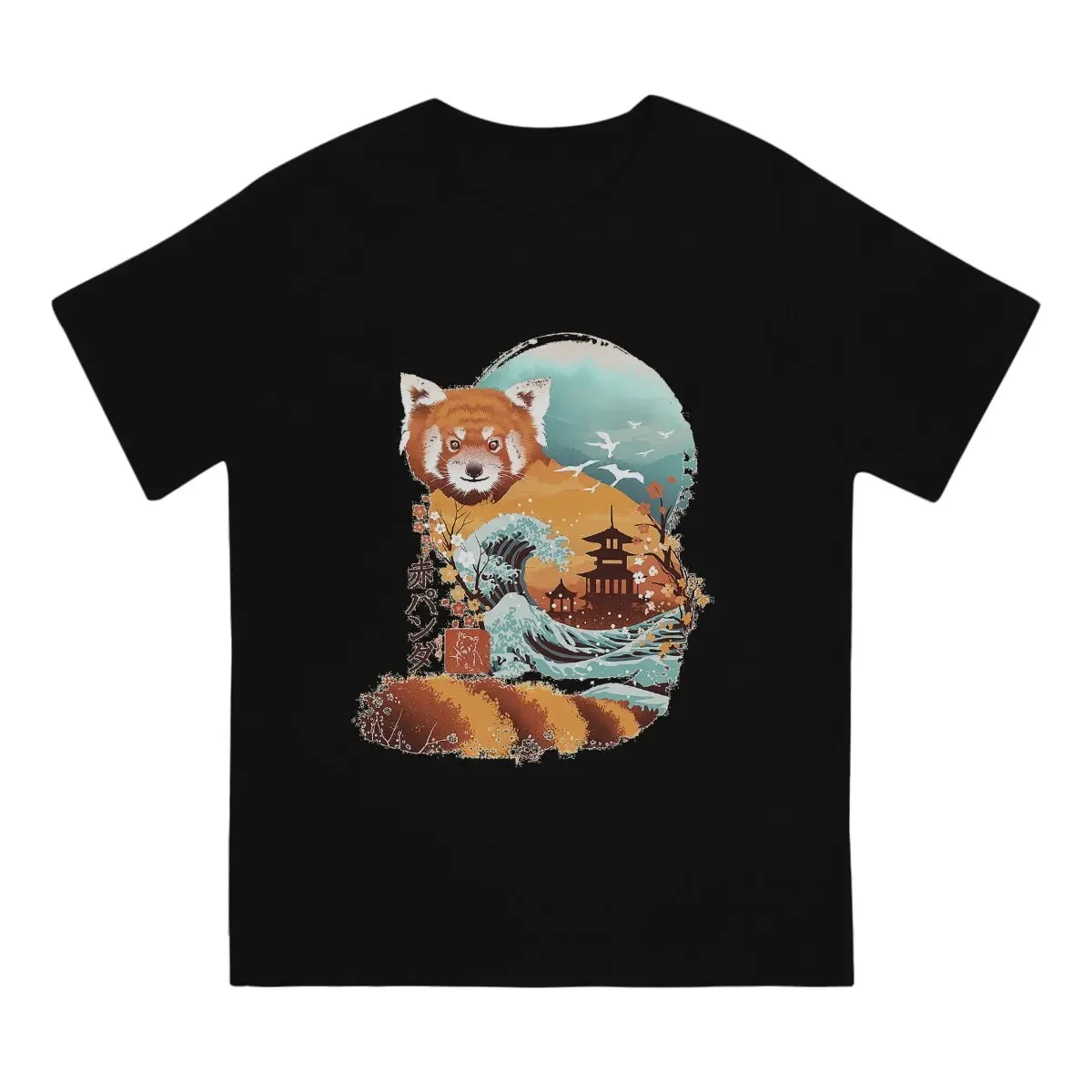 Red Panda's T-Shirts Ukiyo-e Japanese Art Woodblock Prints Hokusai Round Collar T-Shirt Gift Short Sleeve Tops for Men Women Tee