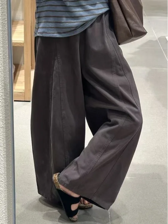 الرجعية عالية الخصر مستقيم الساق Utili بنطال ذو قصة أرجل واسعة المرأة الخريف الشتاء فضفاض تنوعا التخسيس عادية كسول Sle سكين P...