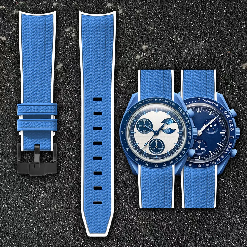 Voor Omega Swatch 20mm Curve Horlogeband Speedmaster MoonSwatch Planet Snoopy Horlogeband Quick Release Polsbandje Rubberen Armband