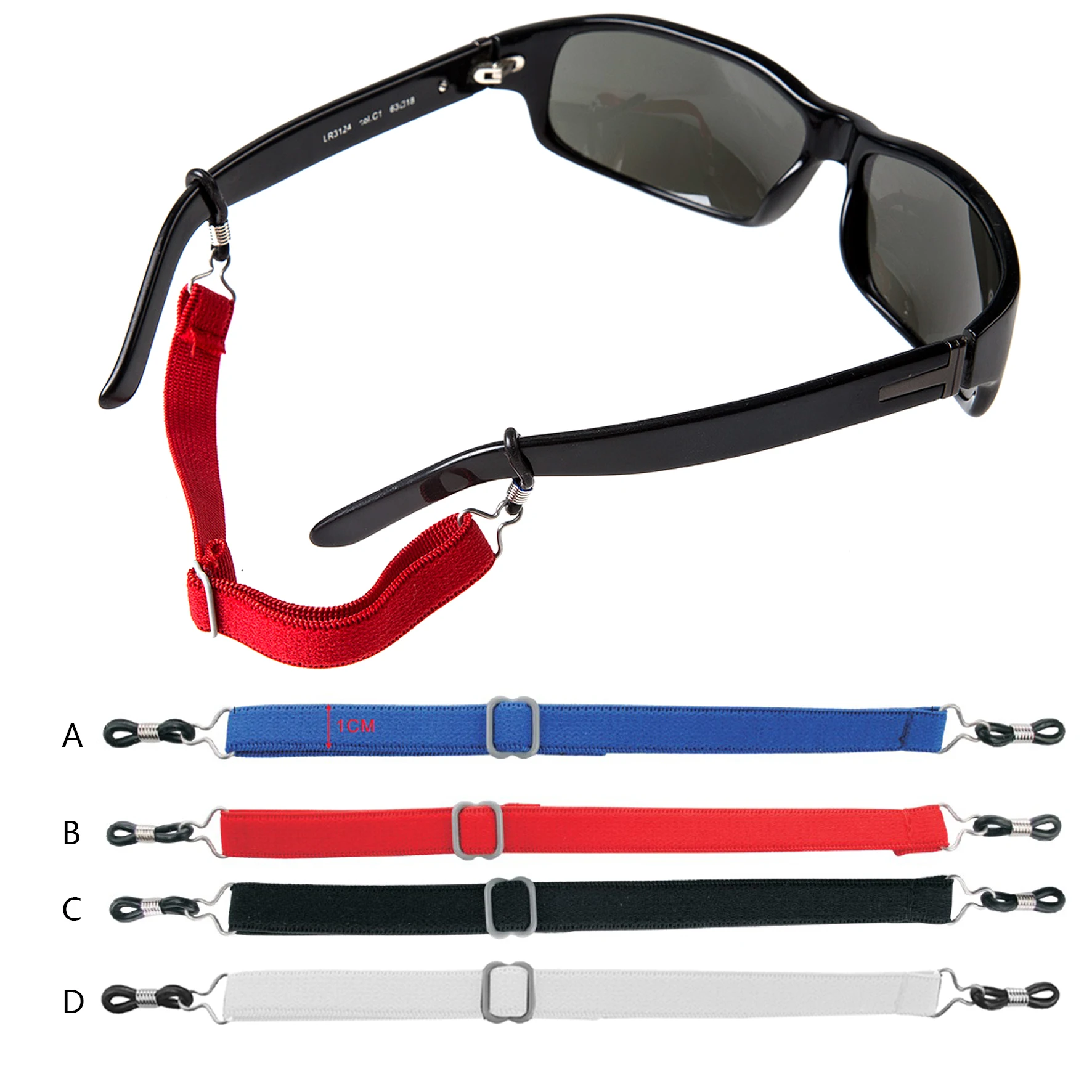 

eyewear outdoor sport stretchy elastic adjustable eyeglass black strap band lanyard cords retainer holder