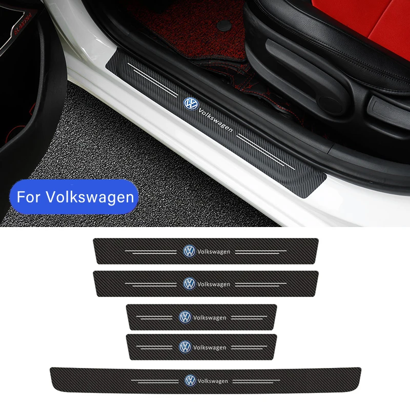 Car Door Sill Plate Sticker Anti-scratch Strip Trunk Protection Decals for VW Polo Golf Passat Touran Bora Beetle Jetta Tiguan