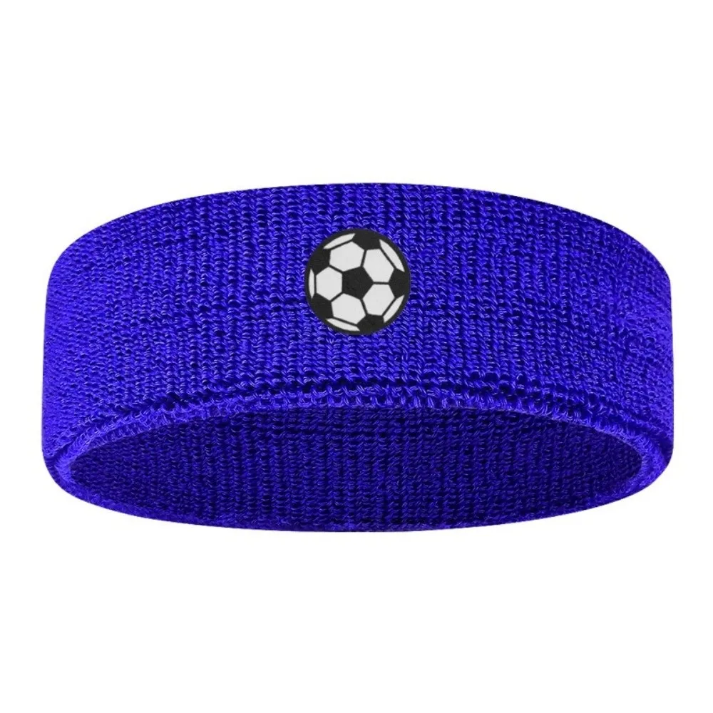Sweat Absorbing Cartoon Sports Headband Soccer Printed Polyester Sweat Absorbing Hairband Soild Color Wicking