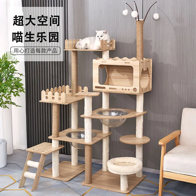 Large wooden  climbing frame Space capsule litter Integrated  tree Four seasons  jumping platform