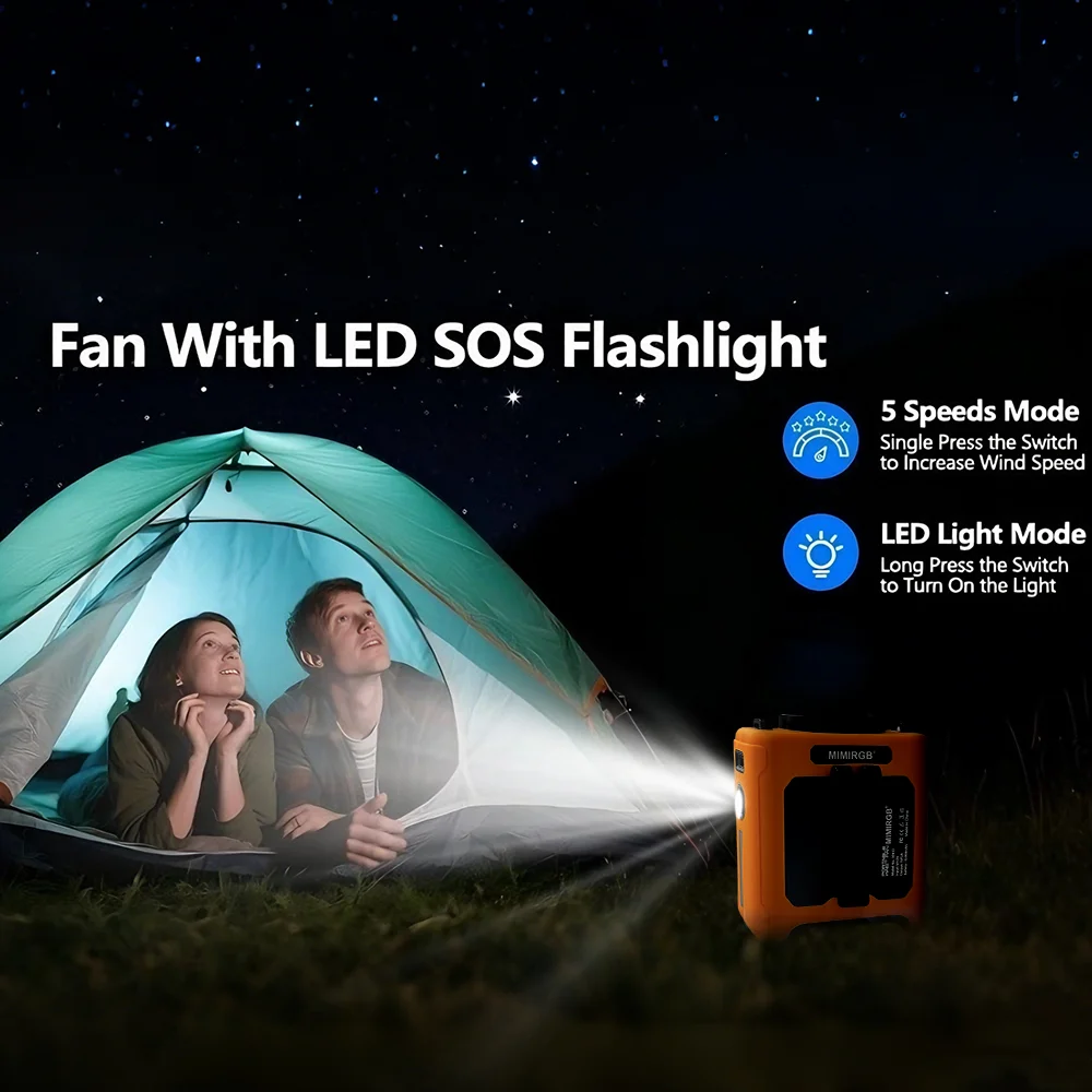 Portable Waist Fan Clip On,10000mAh Rechargeable Wearable Shirt Fan with Light,5 Speeds Belt Fans Cooling Fans for Outdoor