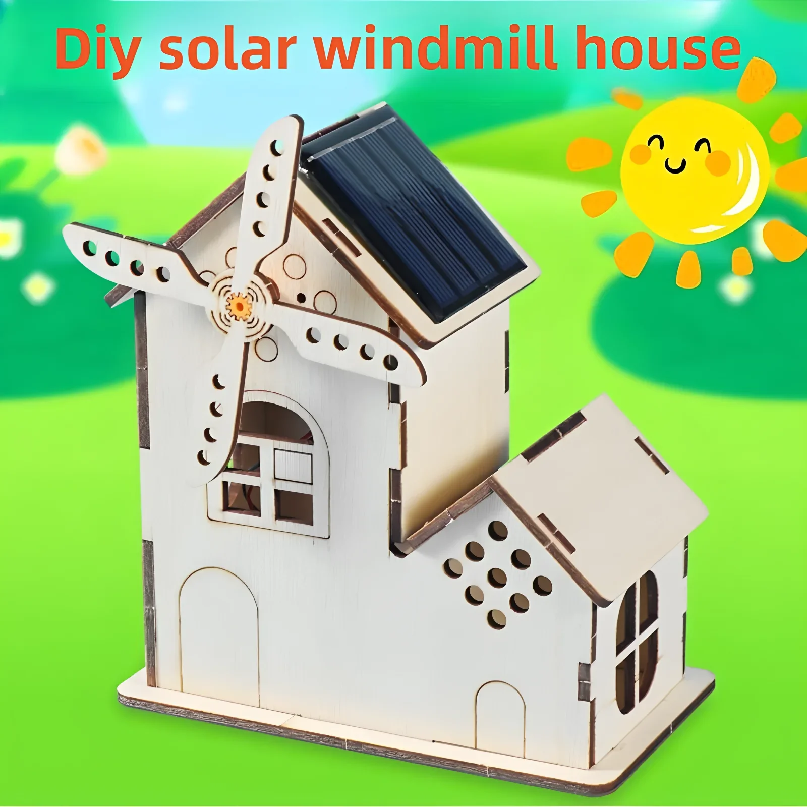 

Solar windmill houses, children's DIY handcrafted assembly models, 3D wooden jigsaw puzzles, educational science experiments