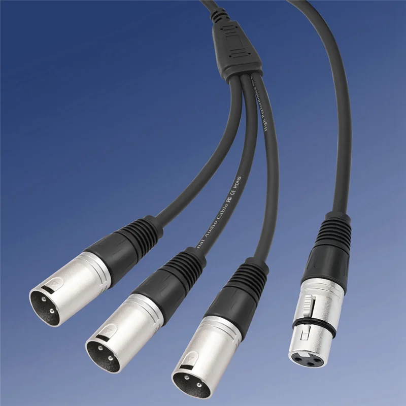 ABSQ-3Pin XLR أنثى إلى 3 ذكر Y الفاصل - كابل مقسم XLR ثلاثي الاتجاه لميكروفون الخلاط