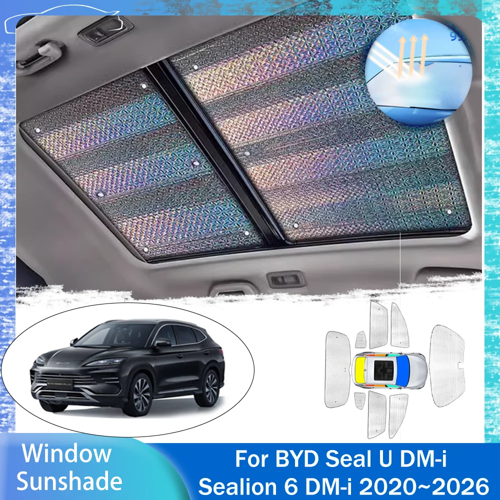 

Для BYD Sealion 6 DM-i Seal U DM-i 2020 ~ 2026 2021 2022 2023 2024 2025 Солнцезащитный козырек для бокового окна автомобиля, защита от УФ-лучей, лобовое стекло, солнцезащитный козырек, аксессуары для зонта