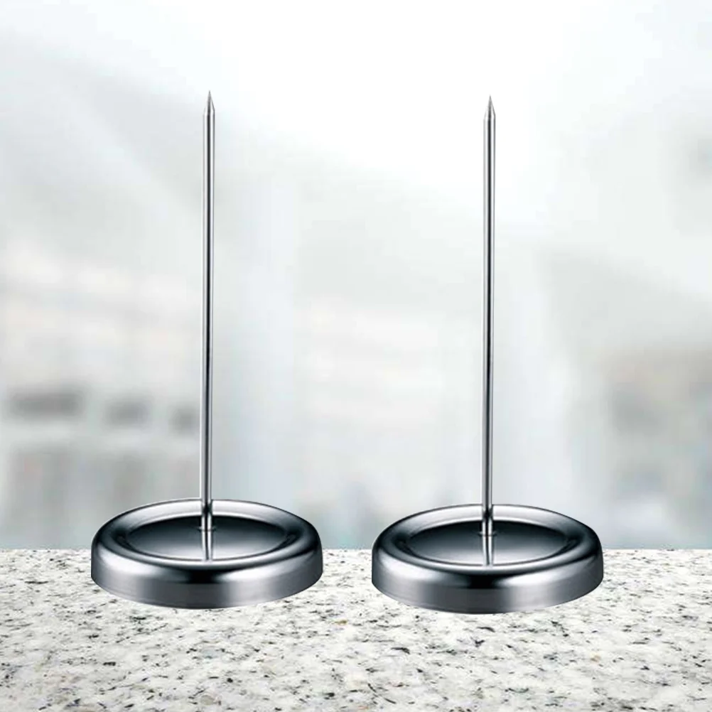 2pcs Desk Check Spindle Holder Straight Rod Paper Memo Holder Receipt Bill Paper Note Fork Stainless Steel Receipt Holder