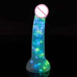 Cute Luminous Dildos Large Dildos Penis Silicone Glowing Monster Dildos Anal Plug Buttplug Female Masturbator Sex Toys for Women